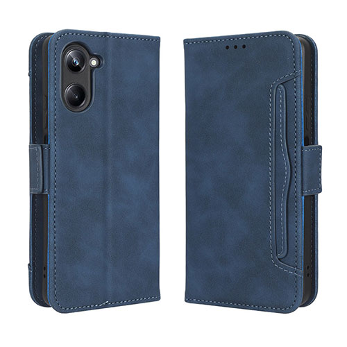 Leather Case Stands Flip Cover Holder BY3 for Realme 10 4G Blue