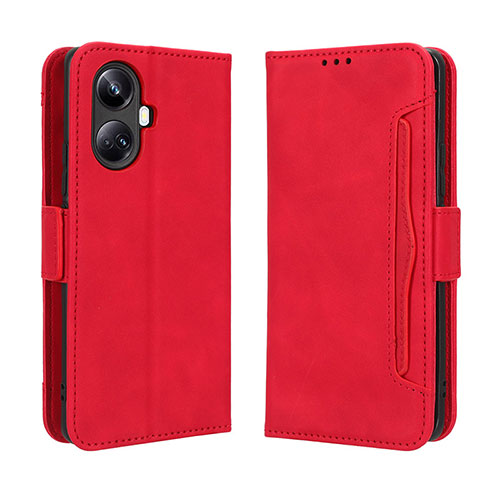 Leather Case Stands Flip Cover Holder BY3 for Realme 10 Pro+ Plus 5G Red