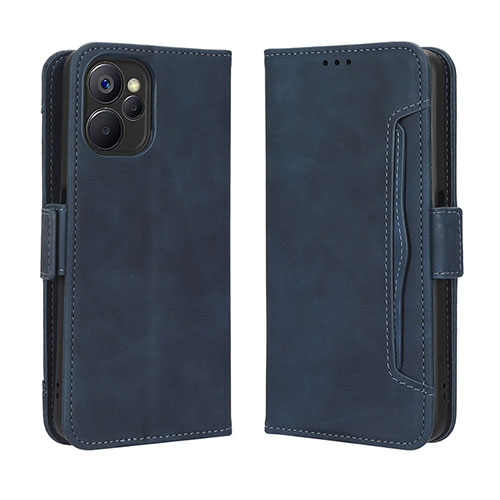 Leather Case Stands Flip Cover Holder BY3 for Realme 10T 5G Blue