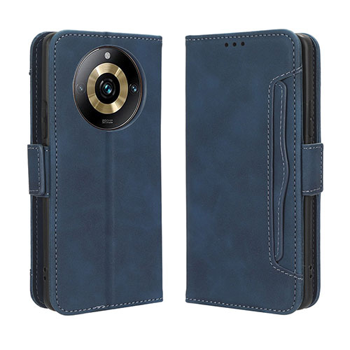 Leather Case Stands Flip Cover Holder BY3 for Realme 11 Pro+ Plus 5G Blue