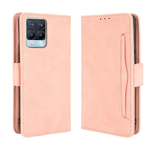 Leather Case Stands Flip Cover Holder BY3 for Realme 8 4G Pink