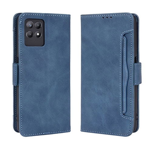 Leather Case Stands Flip Cover Holder BY3 for Realme 8i Blue