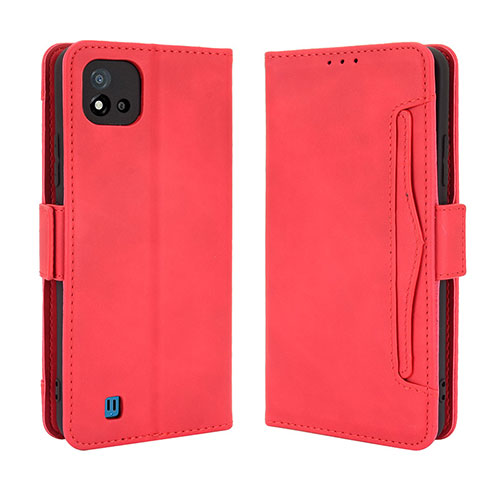 Leather Case Stands Flip Cover Holder BY3 for Realme C20 Red