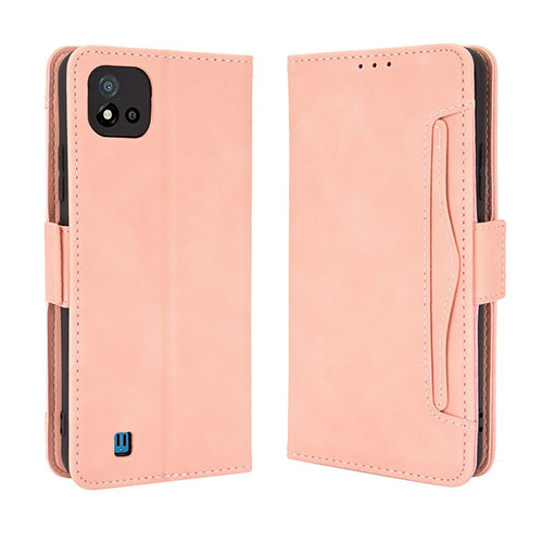 Leather Case Stands Flip Cover Holder BY3 for Realme C20A Pink