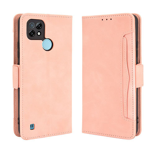 Leather Case Stands Flip Cover Holder BY3 for Realme C21 Pink