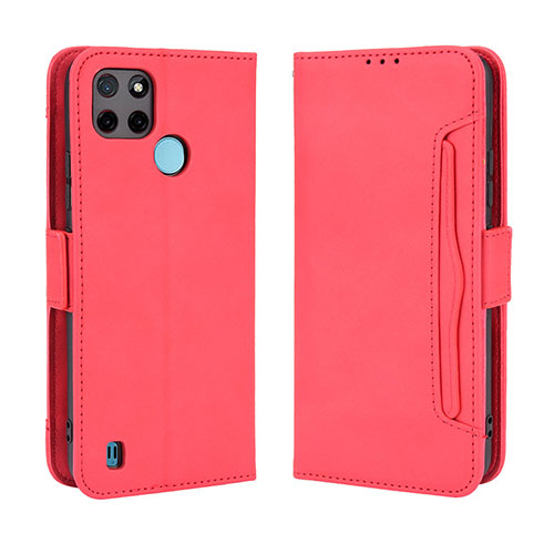 Leather Case Stands Flip Cover Holder BY3 for Realme C21Y Red