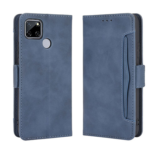 Leather Case Stands Flip Cover Holder BY3 for Realme C25 Blue