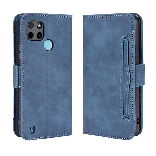 Leather Case Stands Flip Cover Holder BY3 for Realme C25Y Blue