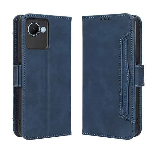 Leather Case Stands Flip Cover Holder BY3 for Realme C30 Blue