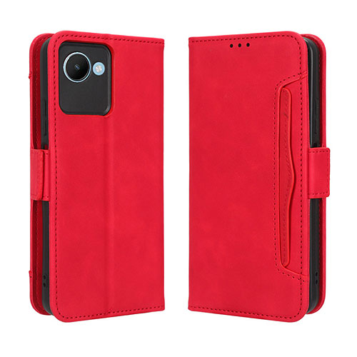 Leather Case Stands Flip Cover Holder BY3 for Realme C30 Red