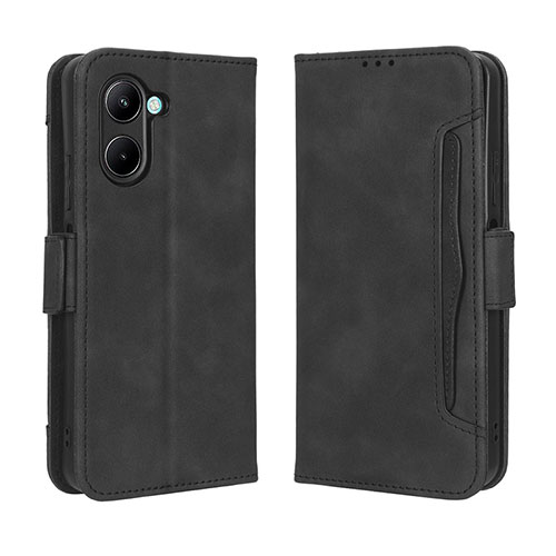 Leather Case Stands Flip Cover Holder BY3 for Realme C33 (2023) Black