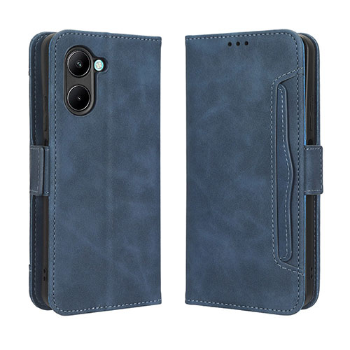 Leather Case Stands Flip Cover Holder BY3 for Realme C33 (2023) Blue