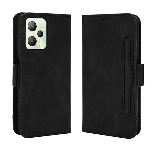 Leather Case Stands Flip Cover Holder BY3 for Realme C35 Black