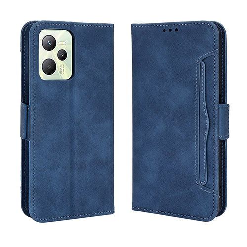 Leather Case Stands Flip Cover Holder BY3 for Realme C35 Blue