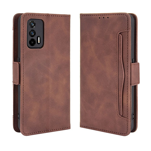 Leather Case Stands Flip Cover Holder BY3 for Realme GT 5G Brown