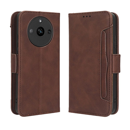 Leather Case Stands Flip Cover Holder BY3 for Realme Narzo 60 5G Brown