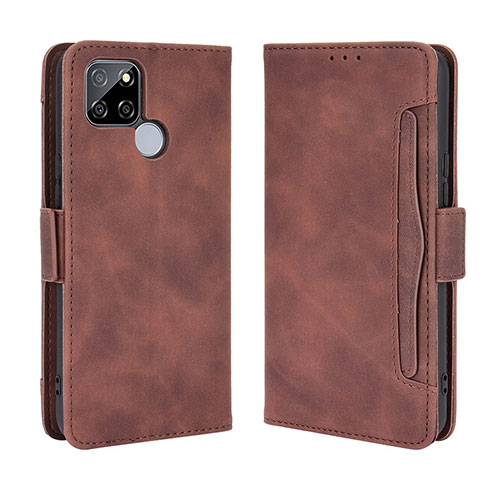 Leather Case Stands Flip Cover Holder BY3 for Realme V3 5G Brown