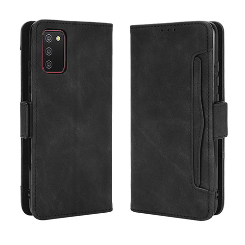 Leather Case Stands Flip Cover Holder BY3 for Samsung Galaxy A02s Black