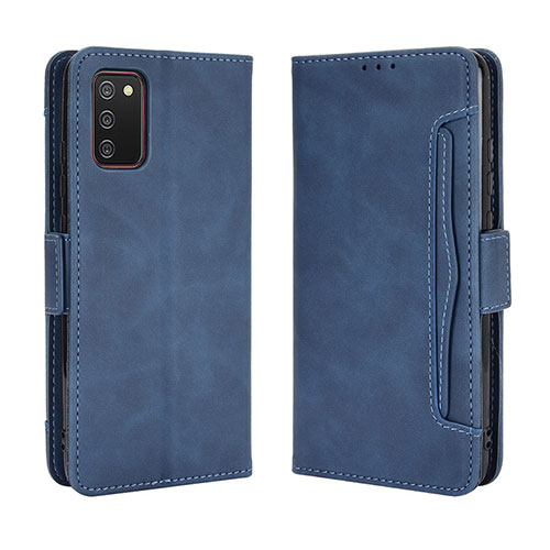 Leather Case Stands Flip Cover Holder BY3 for Samsung Galaxy A02s Blue