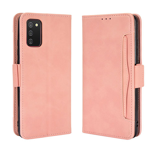 Leather Case Stands Flip Cover Holder BY3 for Samsung Galaxy A02s Pink