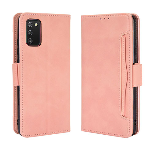 Leather Case Stands Flip Cover Holder BY3 for Samsung Galaxy A03s Pink