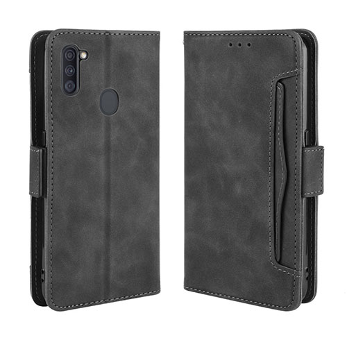 Leather Case Stands Flip Cover Holder BY3 for Samsung Galaxy A11 Black