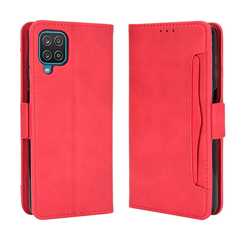 Leather Case Stands Flip Cover Holder BY3 for Samsung Galaxy A12 5G Red