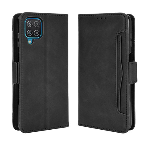 Leather Case Stands Flip Cover Holder BY3 for Samsung Galaxy A12 Black