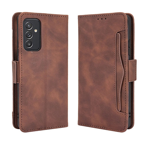 Leather Case Stands Flip Cover Holder BY3 for Samsung Galaxy A15 4G Brown