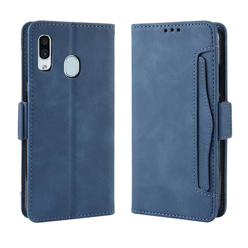 Leather Case Stands Flip Cover Holder BY3 for Samsung Galaxy A20e Blue