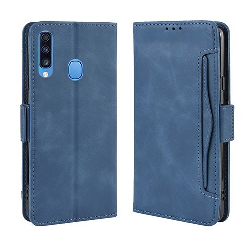 Leather Case Stands Flip Cover Holder BY3 for Samsung Galaxy A20s Blue