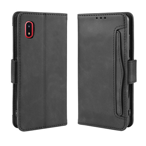 Leather Case Stands Flip Cover Holder BY3 for Samsung Galaxy A21 SC-42A Black