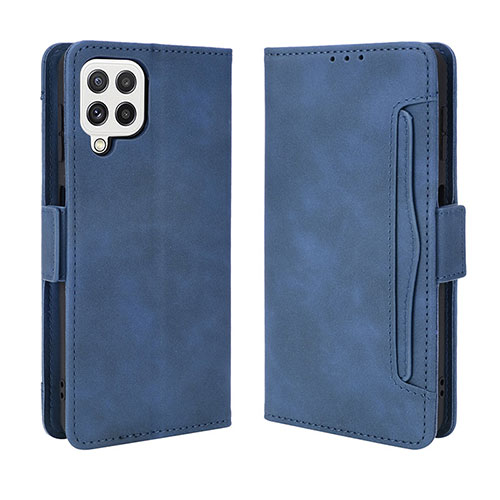 Leather Case Stands Flip Cover Holder BY3 for Samsung Galaxy A22 4G Blue