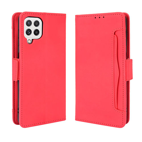 Leather Case Stands Flip Cover Holder BY3 for Samsung Galaxy A22 4G Red