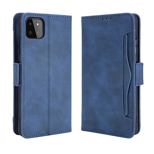 Leather Case Stands Flip Cover Holder BY3 for Samsung Galaxy A22 5G Blue