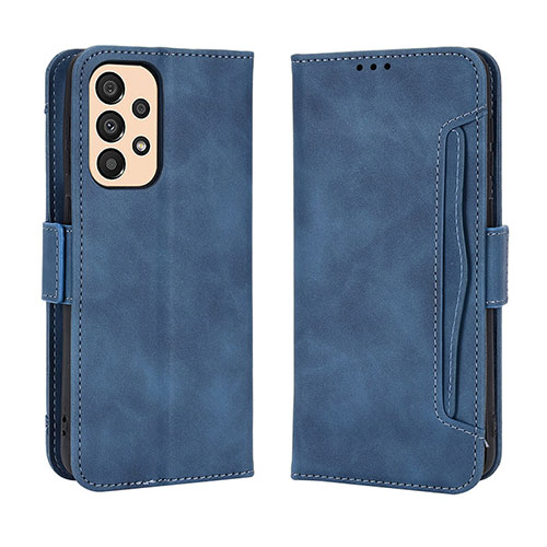 Leather Case Stands Flip Cover Holder BY3 for Samsung Galaxy A23 5G Blue