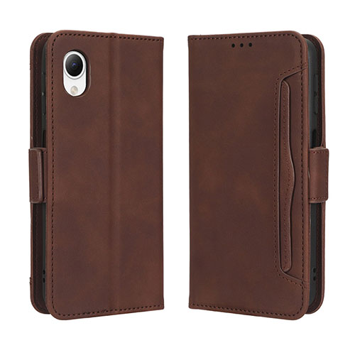 Leather Case Stands Flip Cover Holder BY3 for Samsung Galaxy A23 5G SC-56C Brown