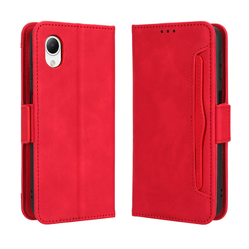 Leather Case Stands Flip Cover Holder BY3 for Samsung Galaxy A23 5G SC-56C Red