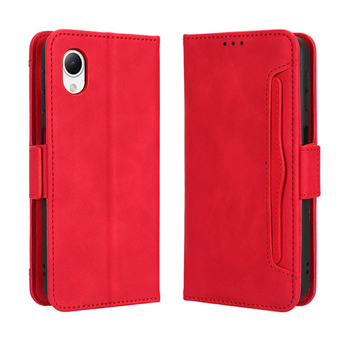 Leather Case Stands Flip Cover Holder BY3 for Samsung Galaxy A23e 5G Red