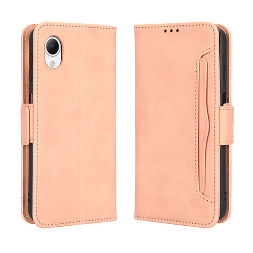 Leather Case Stands Flip Cover Holder BY3 for Samsung Galaxy A23s Pink