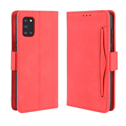 Leather Case Stands Flip Cover Holder BY3 for Samsung Galaxy A31 Red
