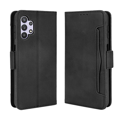 Leather Case Stands Flip Cover Holder BY3 for Samsung Galaxy A32 4G Black