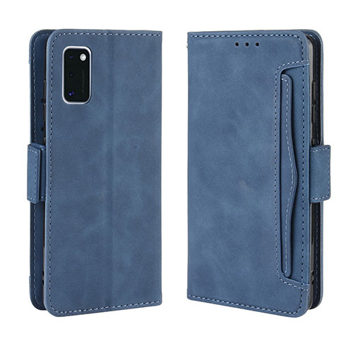 Leather Case Stands Flip Cover Holder BY3 for Samsung Galaxy A41 Blue