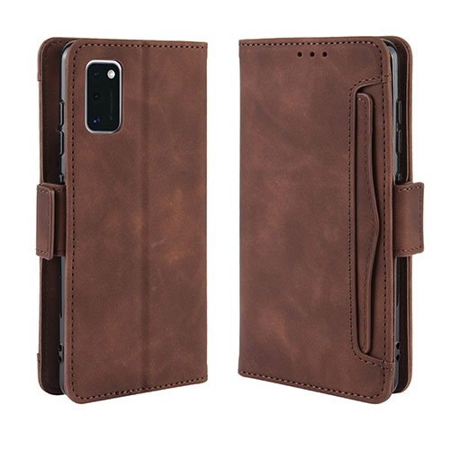 Leather Case Stands Flip Cover Holder BY3 for Samsung Galaxy A41 Brown