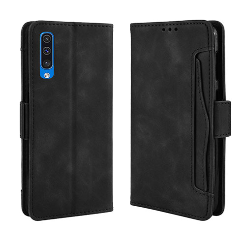 Leather Case Stands Flip Cover Holder BY3 for Samsung Galaxy A50S Black