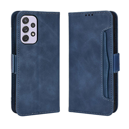 Leather Case Stands Flip Cover Holder BY3 for Samsung Galaxy A53 5G Blue