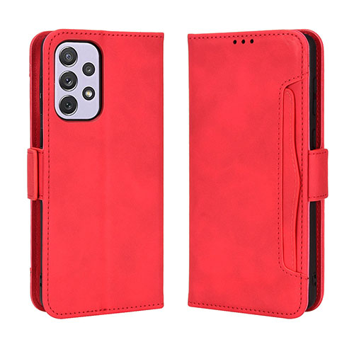 Leather Case Stands Flip Cover Holder BY3 for Samsung Galaxy A73 5G Red