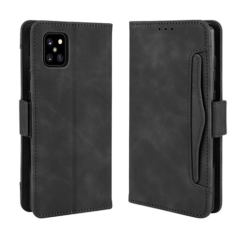 Leather Case Stands Flip Cover Holder BY3 for Samsung Galaxy A81 Black