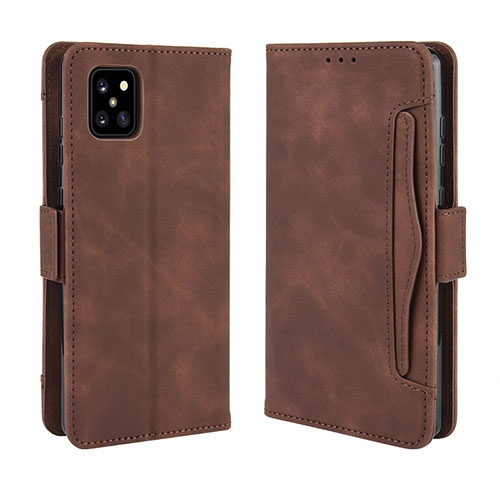 Leather Case Stands Flip Cover Holder BY3 for Samsung Galaxy A81 Brown