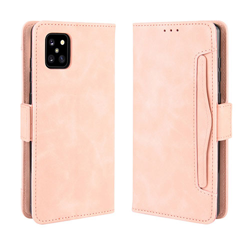 Leather Case Stands Flip Cover Holder BY3 for Samsung Galaxy A81 Pink